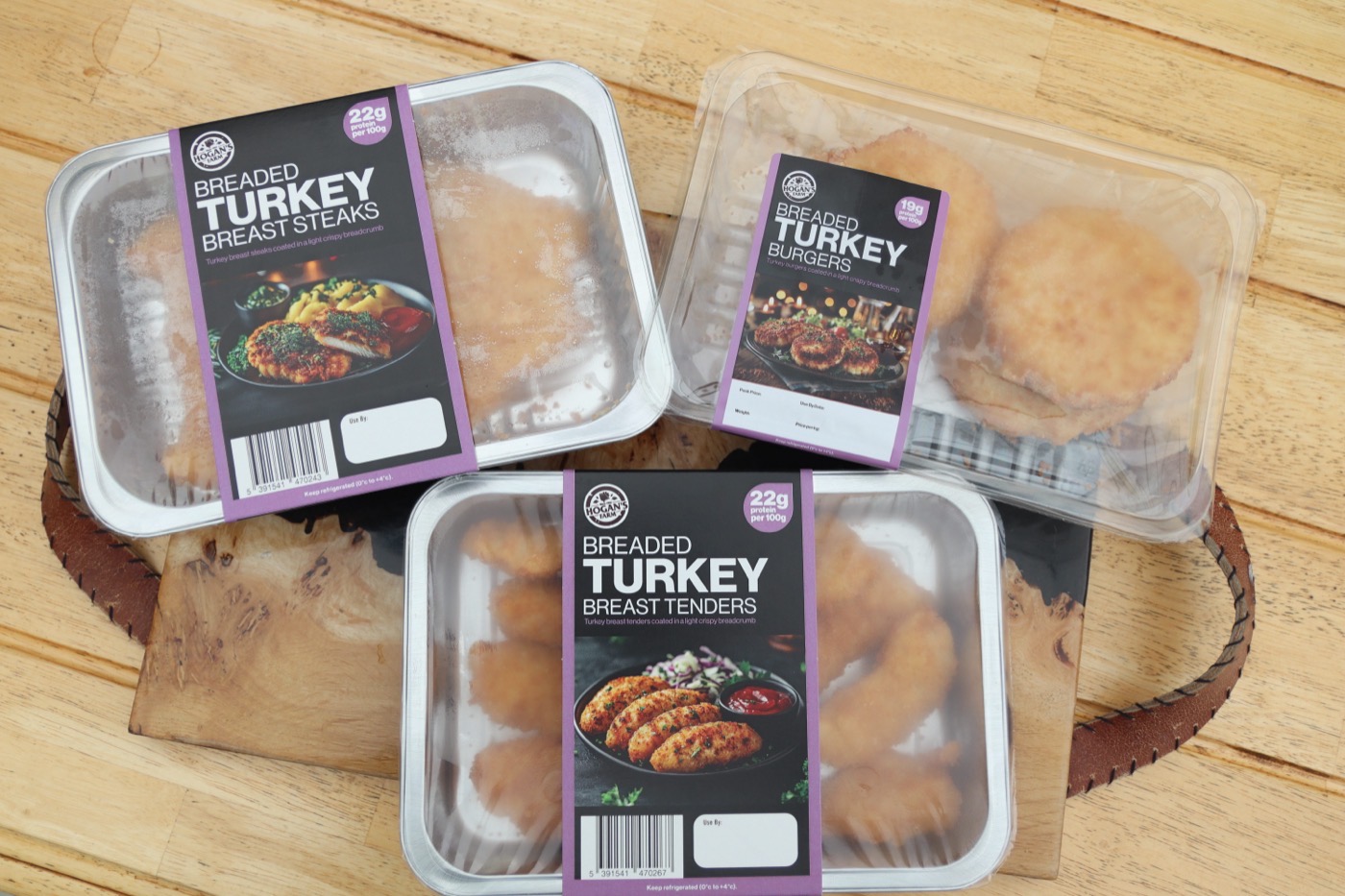 Hogan’s Farm breaded turkey steaks, tenders and burgers