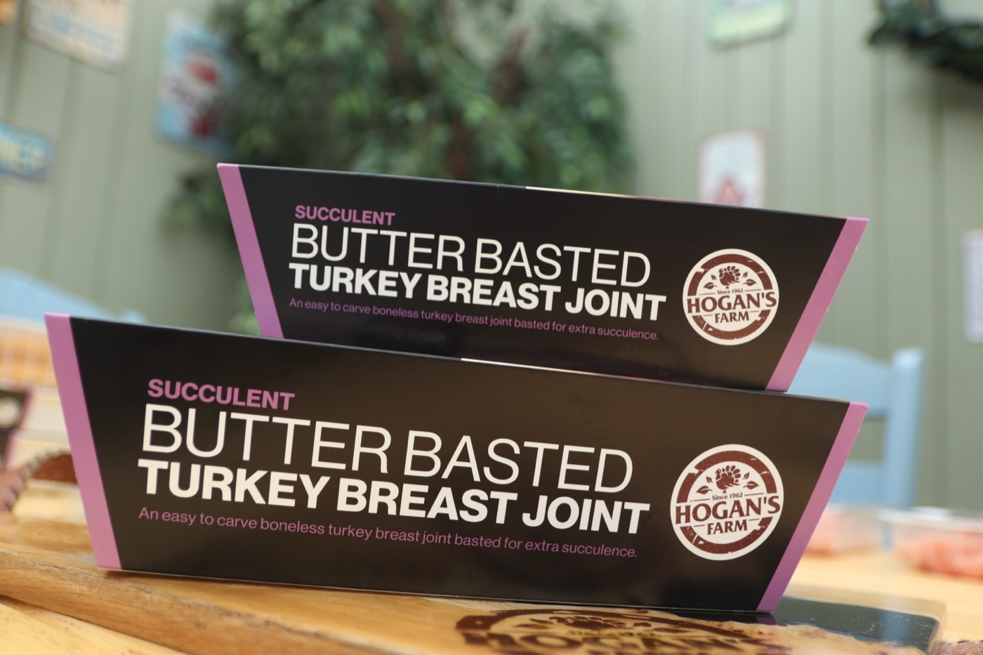 Detail of Hogan’s Farm butter basted turkey breast joint packaging
