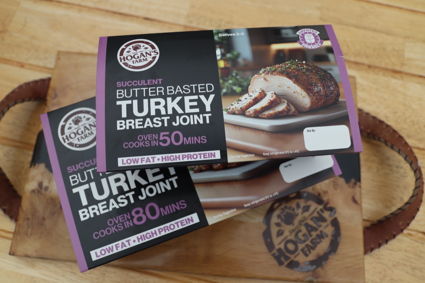 Butter basted turkey breast joints side by side