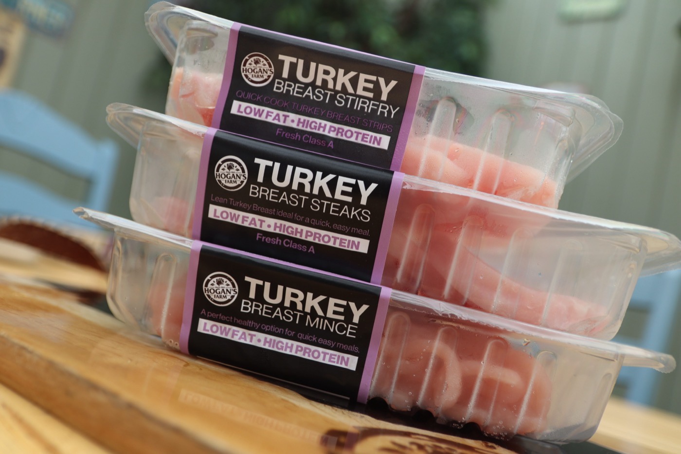 Stacked fresh turkey mince, steaks and stir-fry packs