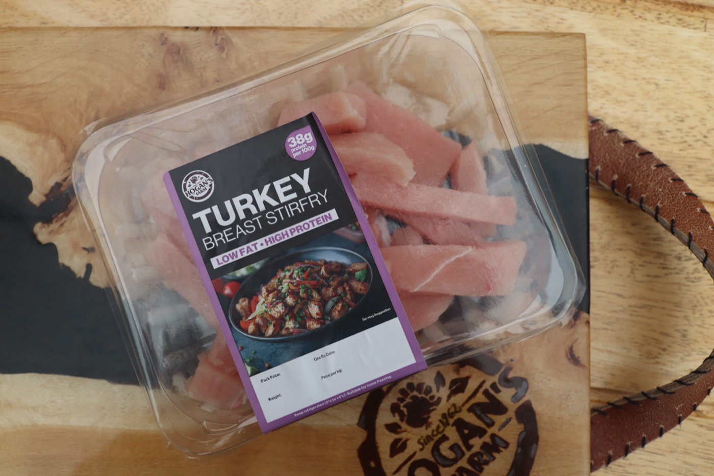 Turkey breast stir-fry with branded board