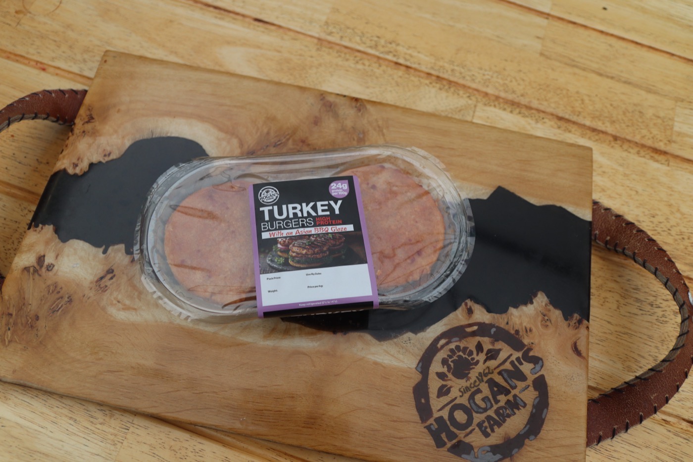 Hogan’s Farm turkey burgers with Asian BBQ glaze
